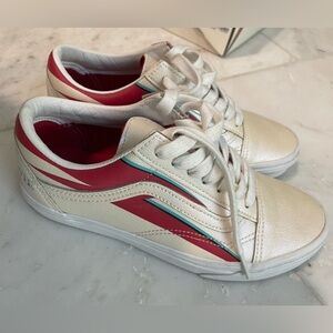 David Bowie Aladdin Sane Vans Cream and Red Women's Shoes